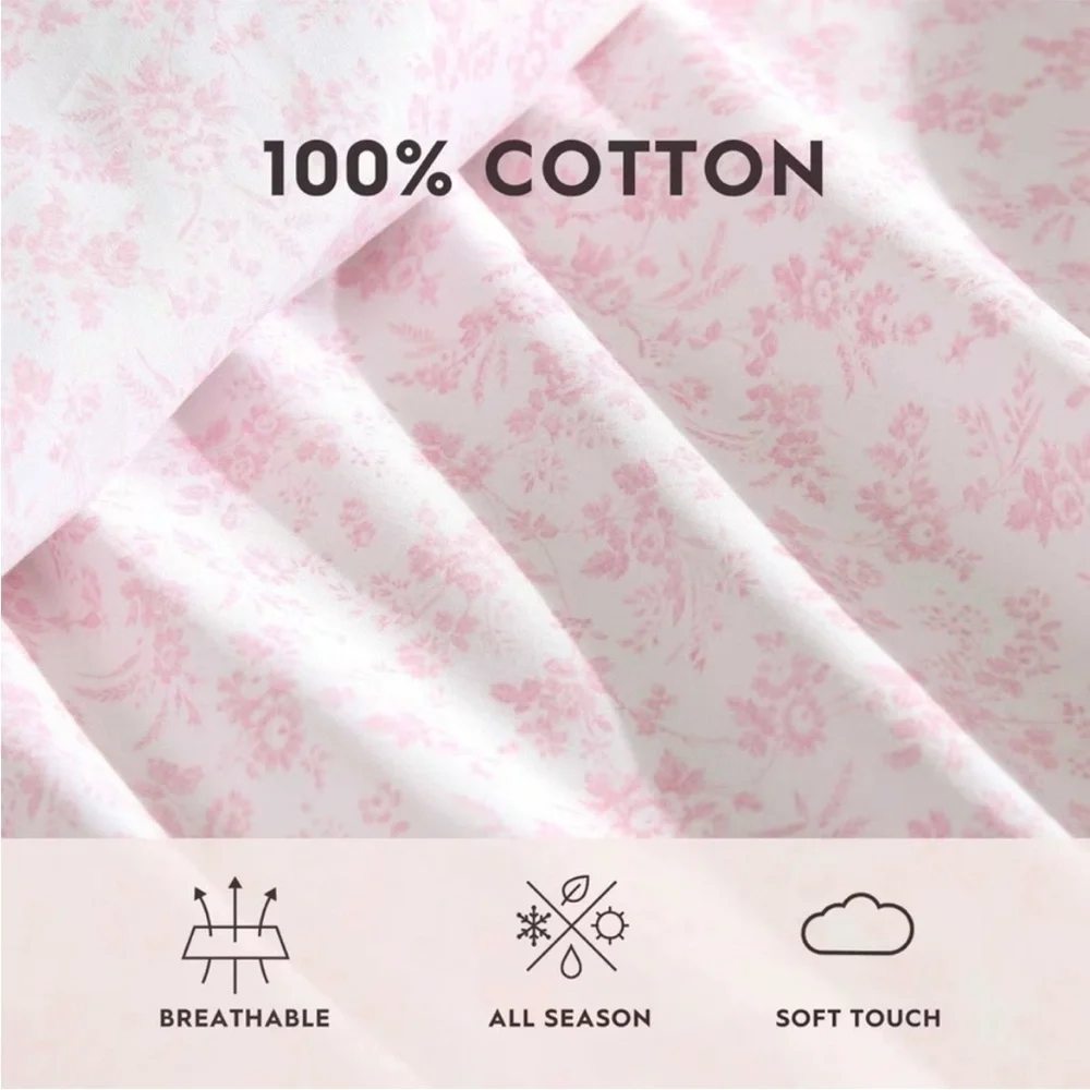 Laura Ashley Queen Sheet Set Floral Toile Pink